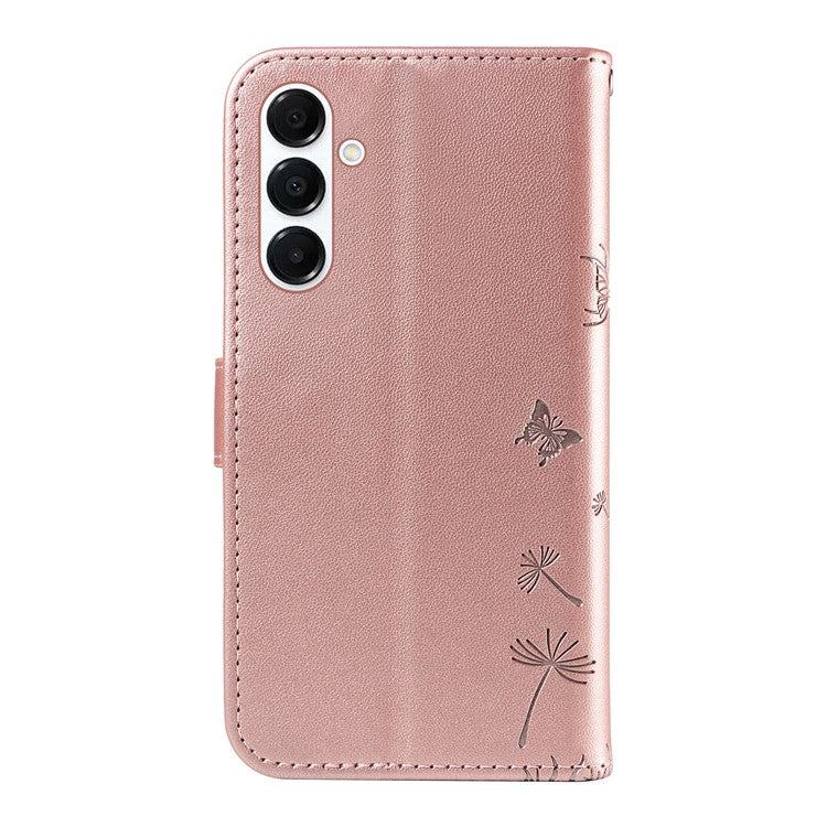 For Samsung Galaxy A26 5G / A16 5G / A16 4G Leather Case Wallet Phone Cover Dandelion Imprint - Rose Gold