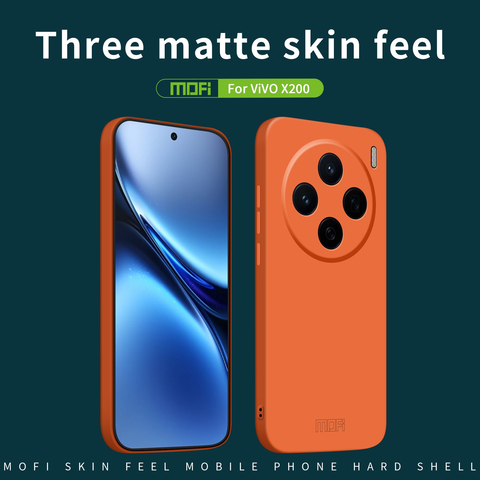 For vivo X200 5G MOFI JK Qin Series Skin-Touch Matte Phone Case Acrylic+TPU Shockproof Cover - Orange