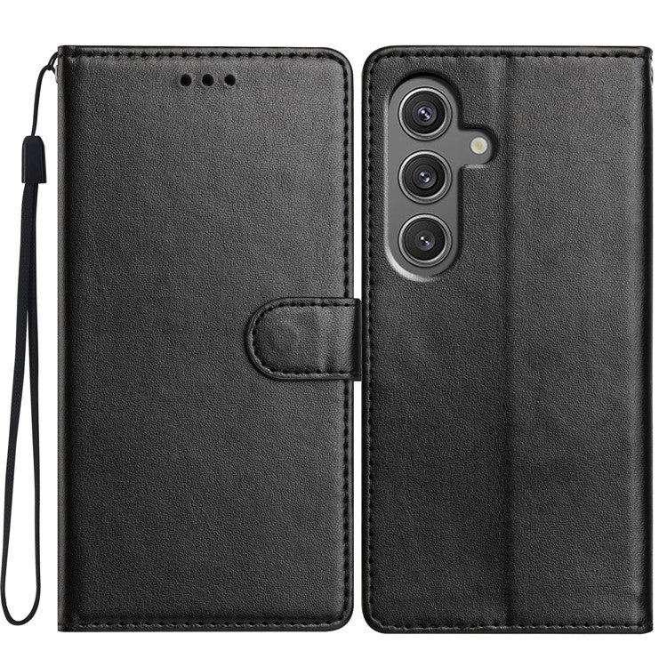 For Samsung Galaxy A26 5G Leather Case Wallet Stand Phone Cover with Handy Strap - Black