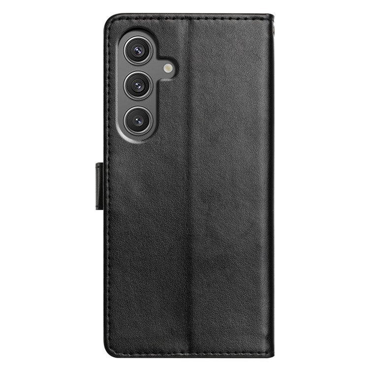 For Samsung Galaxy A26 5G Leather Case Wallet Stand Phone Cover with Handy Strap - Black