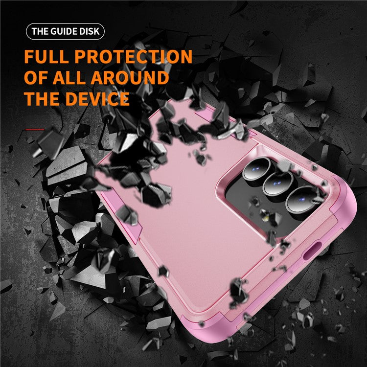 For Samsung Galaxy S25 / S24 Case 3 in 1 Shockproof TPU PC Phone Cover - Pink