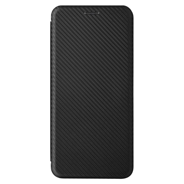 For vivo Y19s 4G Case Carbon Fiber Texture Drop-Proof PU Leather Phone Cover - Black