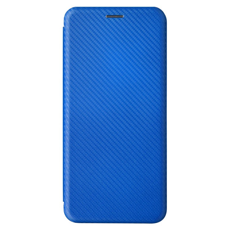 For vivo Y19s 4G Case Carbon Fiber Texture Drop-Proof PU Leather Phone Cover - Blue