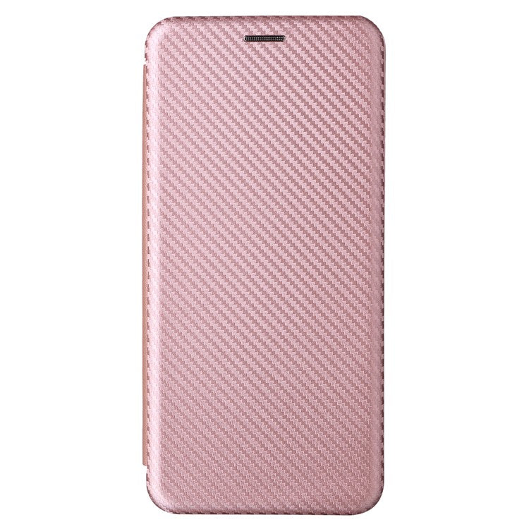 For vivo Y19s 4G Case Carbon Fiber Texture Drop-Proof PU Leather Phone Cover - Rose Gold