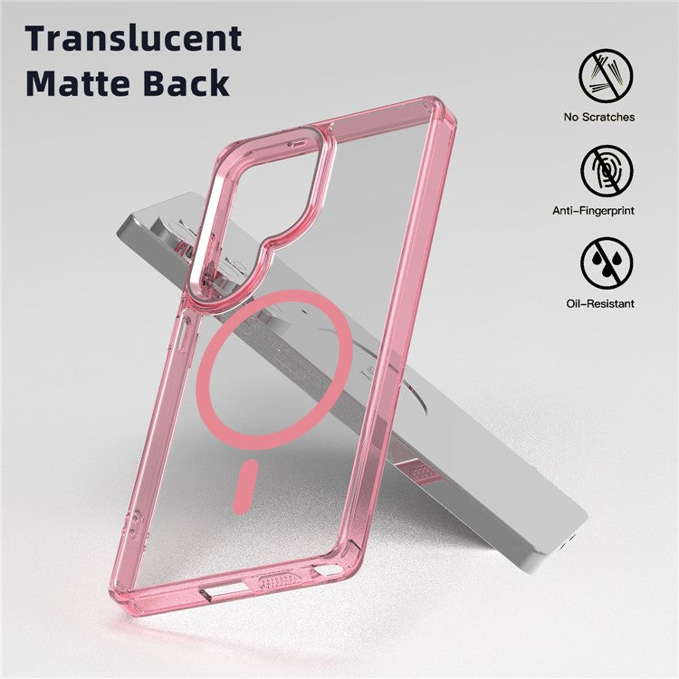 For Samsung Galaxy S25 Ultra Case Compatible with MagSafe TPU+PC Transparent Phone Cover - Pink