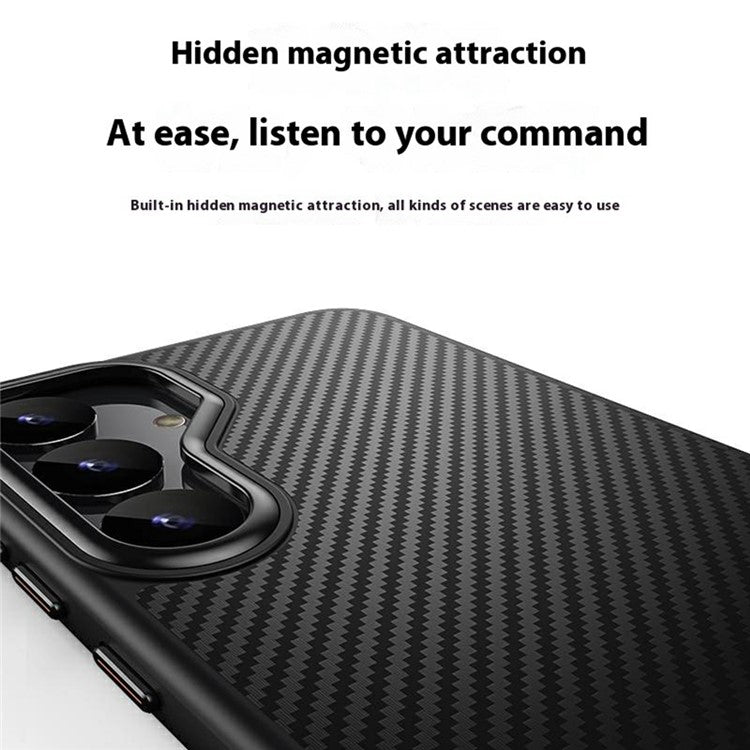 For Samsung Galaxy S25 Magnetic Case Compatible with MagSafe Carbon Fiber Texture PC + TPU Cover