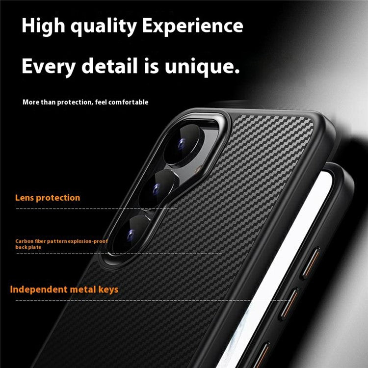 For Samsung Galaxy S25 Magnetic Case Compatible with MagSafe Carbon Fiber Texture PC + TPU Cover