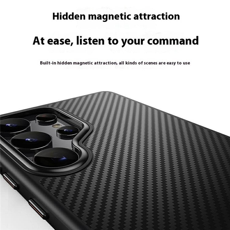 For Samsung Galaxy S25 Ultra Magnetic Case Compatible with MagSafe Carbon Fiber Texture PC + TPU Cover