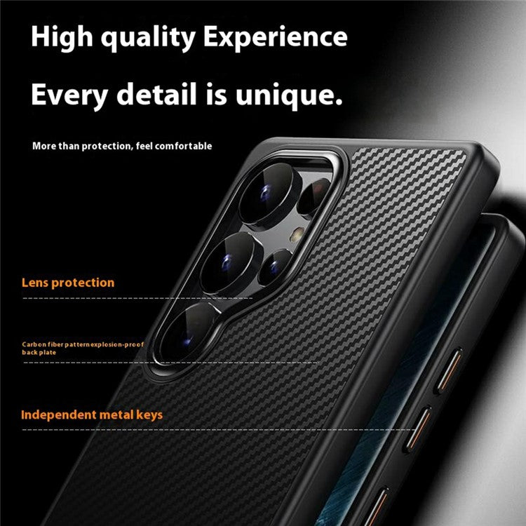 For Samsung Galaxy S25 Ultra Magnetic Case Compatible with MagSafe Carbon Fiber Texture PC + TPU Cover