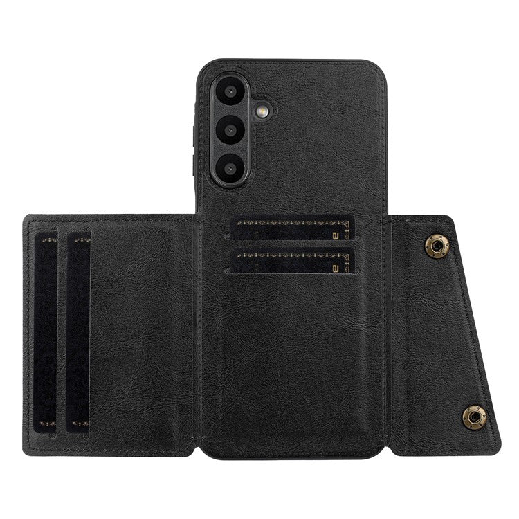 For Samsung Galaxy A26 5G Case with Card Slots Kickstand Leather + TPU Phone Cover - Black