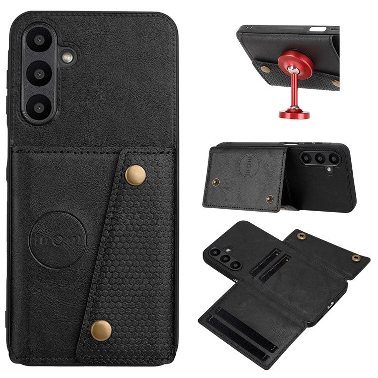 For Samsung Galaxy A26 5G Case with Card Slots Kickstand Leather + TPU Phone Cover - Black