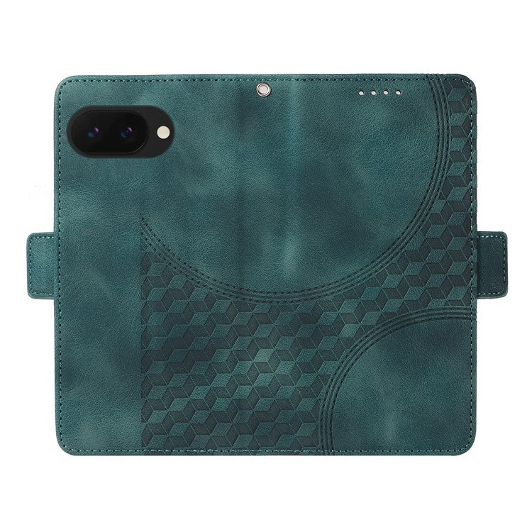 For Google Pixel 9a Case PU Leather Phone Cover Rhombus Starry Imprinted - Green