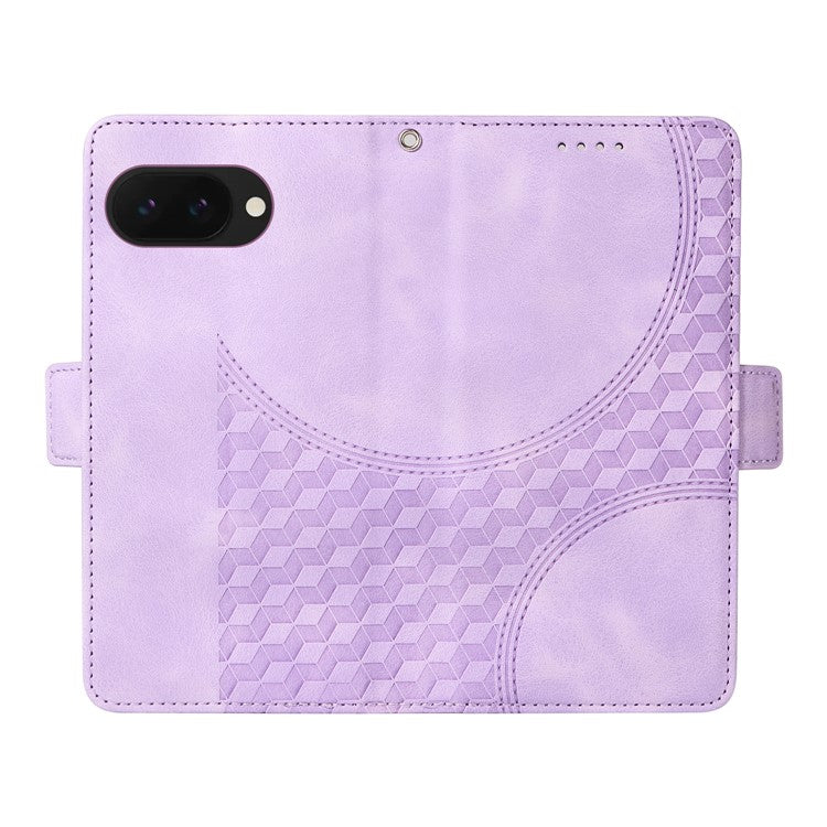 For Google Pixel 9a Case PU Leather Phone Cover Rhombus Starry Imprinted - Purple