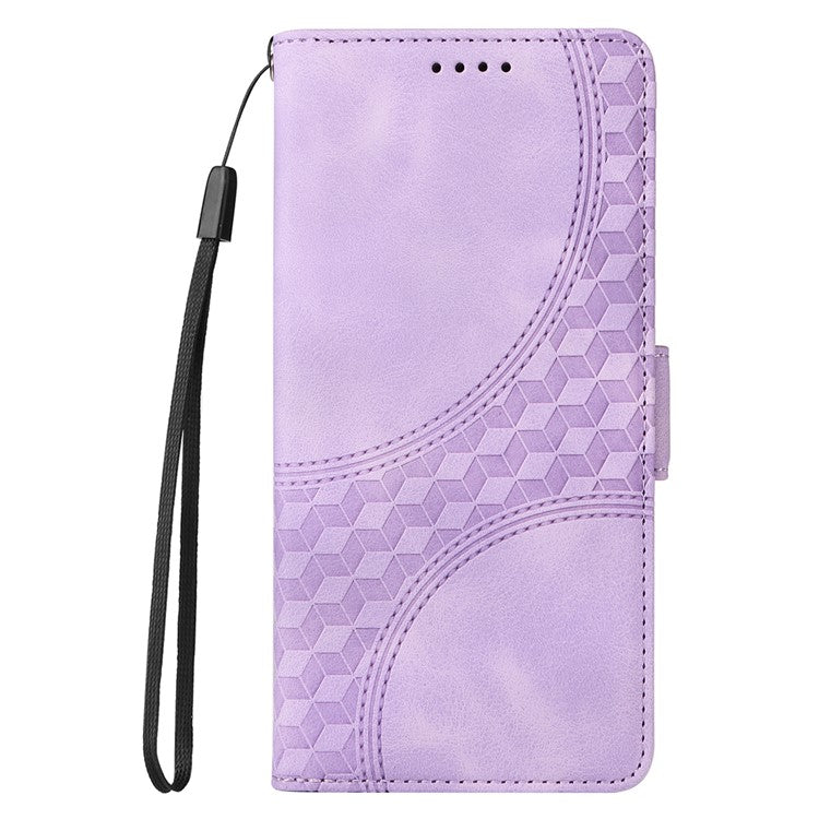 For Google Pixel 9a Case PU Leather Phone Cover Rhombus Starry Imprinted - Purple