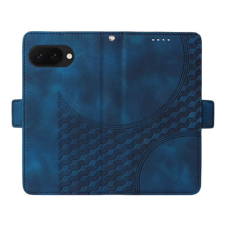 For Google Pixel 9a Case PU Leather Phone Cover Rhombus Starry Imprinted - Blue