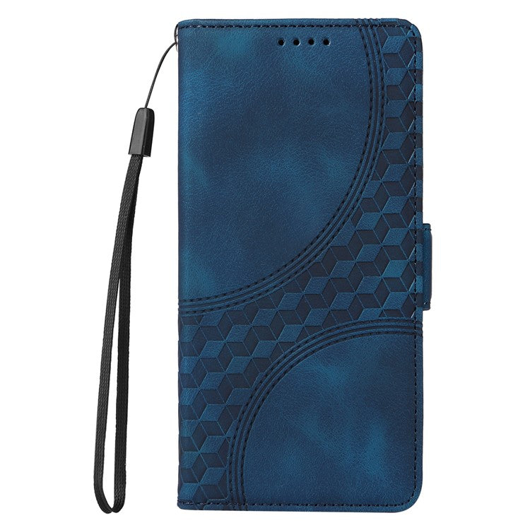 For Google Pixel 9a Case PU Leather Phone Cover Rhombus Starry Imprinted - Blue