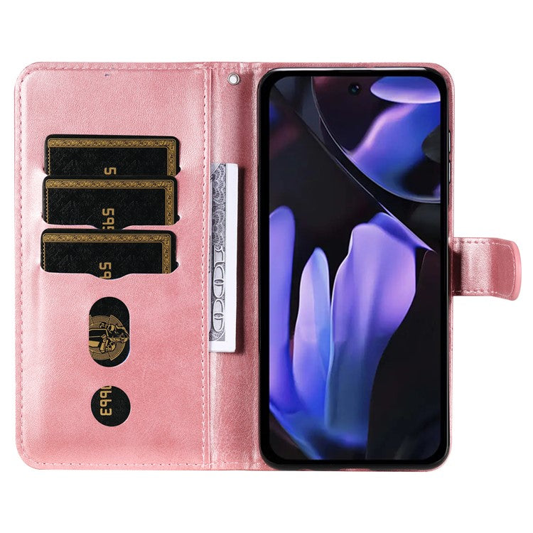 For Google Pixel 9a Case Zipper Wallet Calf Texture PU Leather Phone Cover - Pink