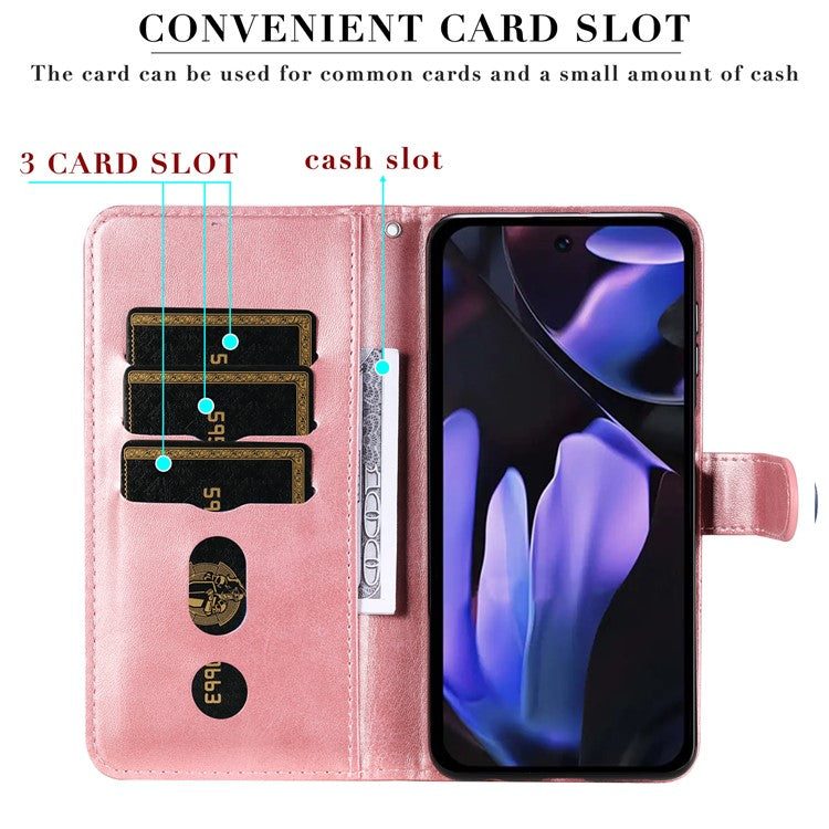 For Google Pixel 9a Case Zipper Wallet Calf Texture PU Leather Phone Cover - Pink