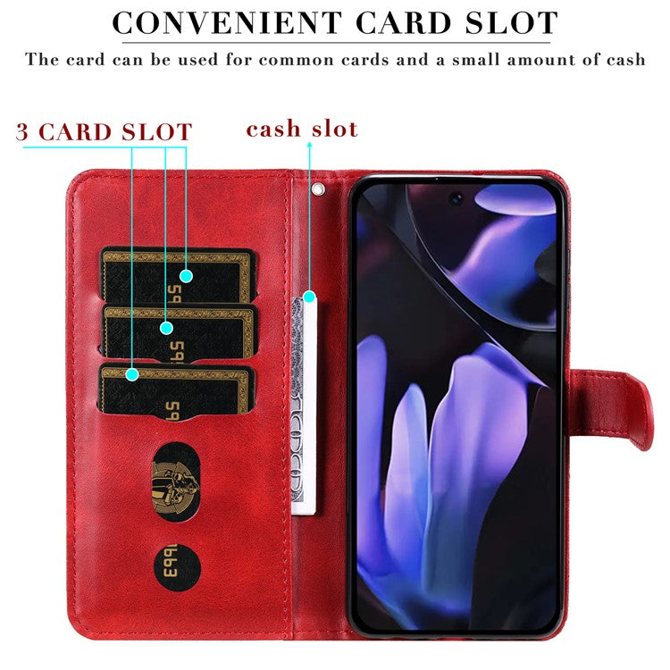 For Google Pixel 9a Case Zipper Wallet Calf Texture PU Leather Phone Cover - Red