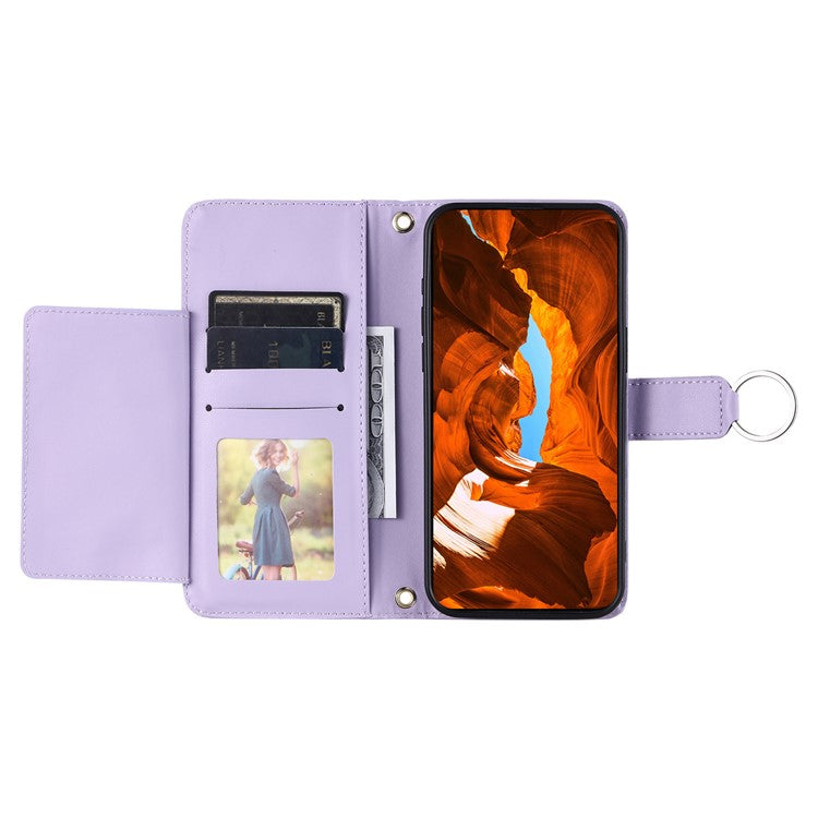 For Xiaomi Redmi Note 14 5G Crossbody Leather Case Ring Buckle Wallet Stand Rhombus Mobile Cover - Purple