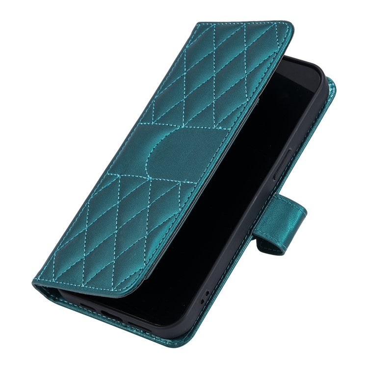 For Xiaomi Redmi Note 14 5G Crossbody Leather Case Ring Buckle Wallet Stand Rhombus Mobile Cover - Green