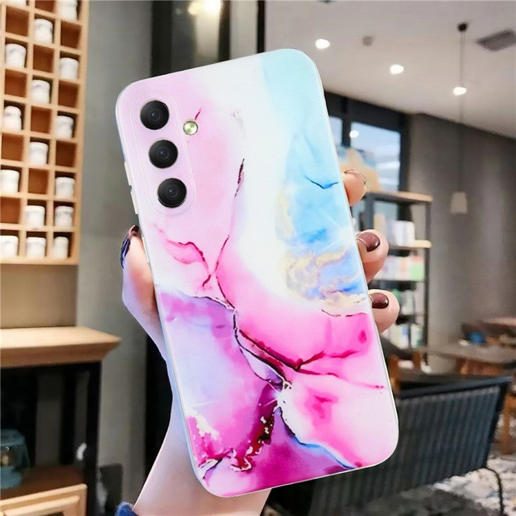 For Samsung Galaxy A56 5G Case Flexible TPU Marble Pattern Phone Cover - Pink  /  Blue