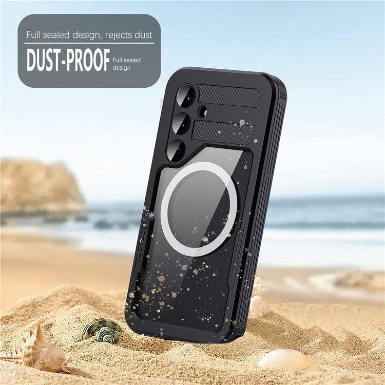 REDPEPPER For Samsung Galaxy S25 IP68 Waterproof Magnetic Case Clear Phone Cover - Black