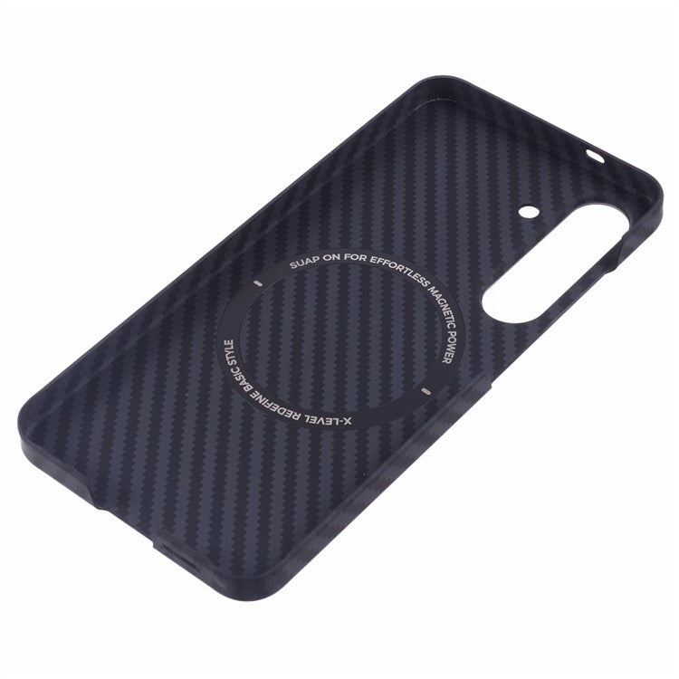 X-LEVEL For Samsung Galaxy S25 Magnetic Case Ultra-Thin PC Hard Phone Cover Carbon Fiber Texture - Black