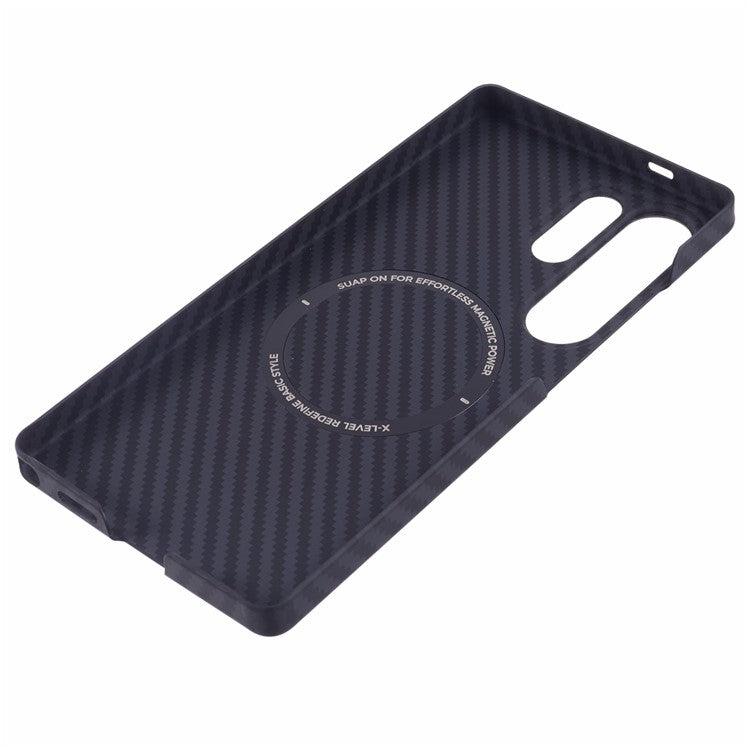 X-LEVEL For Samsung Galaxy S25 Ultra Magnetic Case Ultra-Thin PC Hard Phone Cover Carbon Fiber Texture - Black