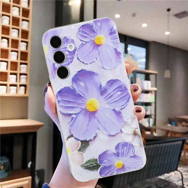 For Samsung Galaxy A36 5G Case Soft TPU Phone Back Cover Pattern Printing - Purple Flower