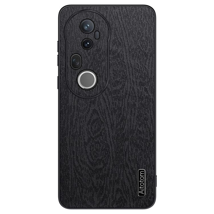 For vivo S20 Pro 5G Case Wood Texture PU Leather Coated PC TPU Phone Cover - Black