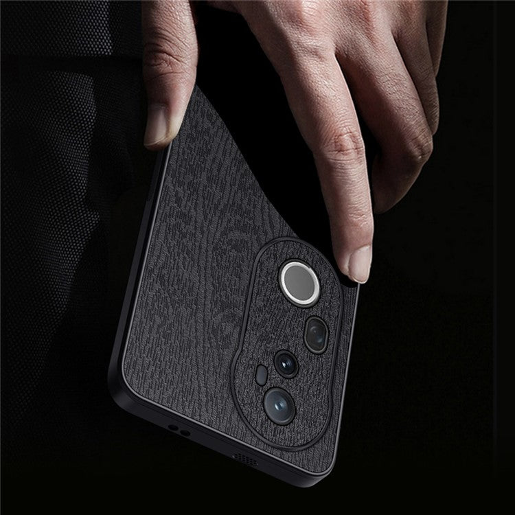 For vivo S20 Pro 5G Case Wood Texture PU Leather Coated PC TPU Phone Cover - Black