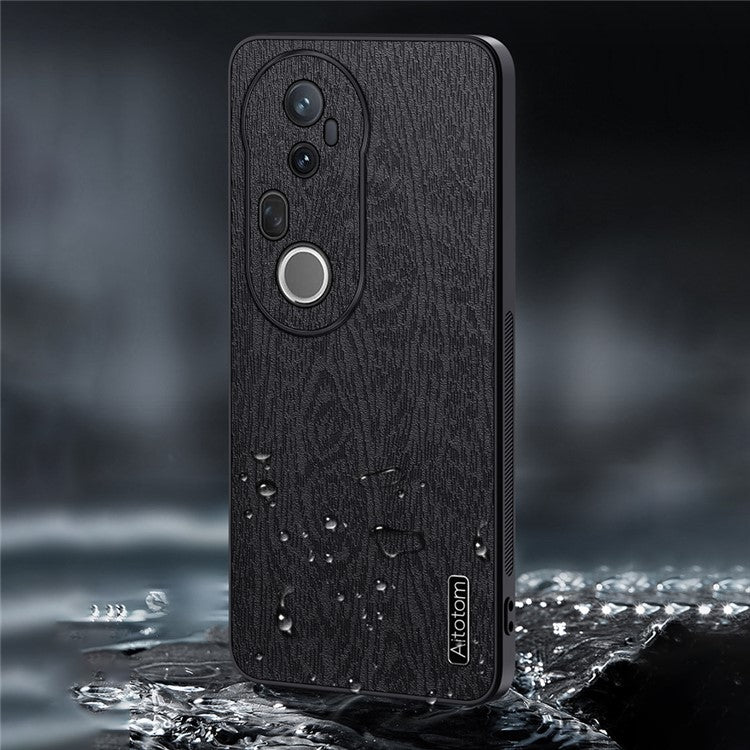 For vivo S20 Pro 5G Case Wood Texture PU Leather Coated PC TPU Phone Cover - Black