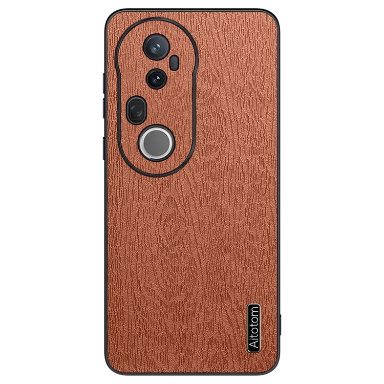 For vivo S20 Pro 5G Case Wood Texture PU Leather Coated PC TPU Phone Cover - Brown