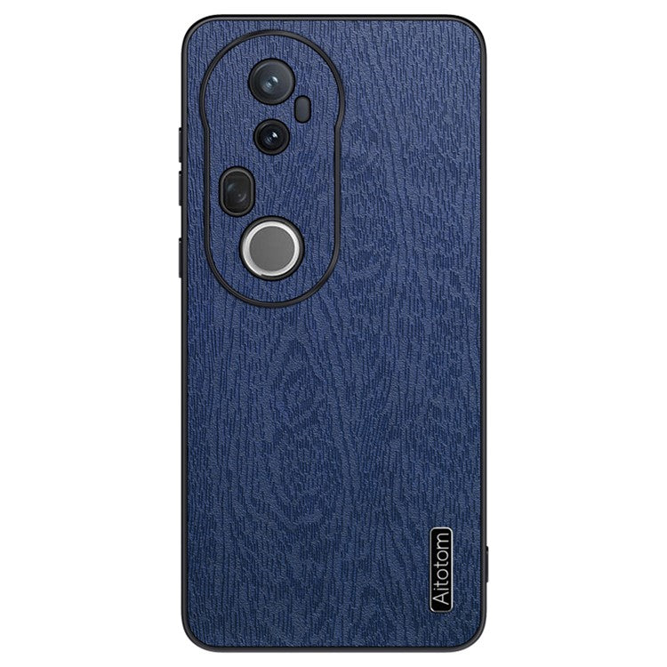 For vivo S20 Pro 5G Case Wood Texture PU Leather Coated PC TPU Phone Cover - Blue