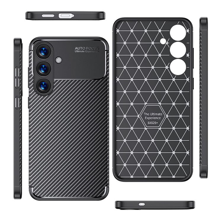 For Samsung Galaxy S25 Case Carbon Fiber Texture TPU Phone Cover Heat Dissipation