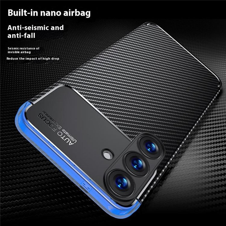 For Samsung Galaxy S25 Case Carbon Fiber Texture TPU Phone Cover Heat Dissipation