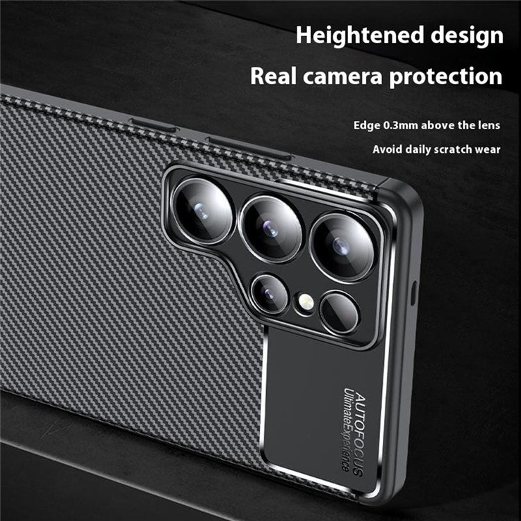 For Samsung Galaxy S25 Ultra Case Carbon Fiber Texture TPU Phone Cover Heat Dissipation