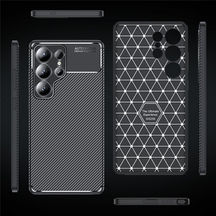 For Samsung Galaxy S25 Ultra Case Carbon Fiber Texture TPU Phone Cover Heat Dissipation