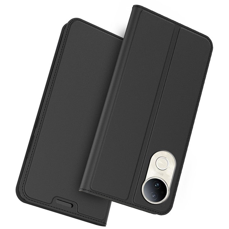 For vivo S20 5G Case PU Leather Phone Cover with Card Holder Stand Magnetic Closure - Black