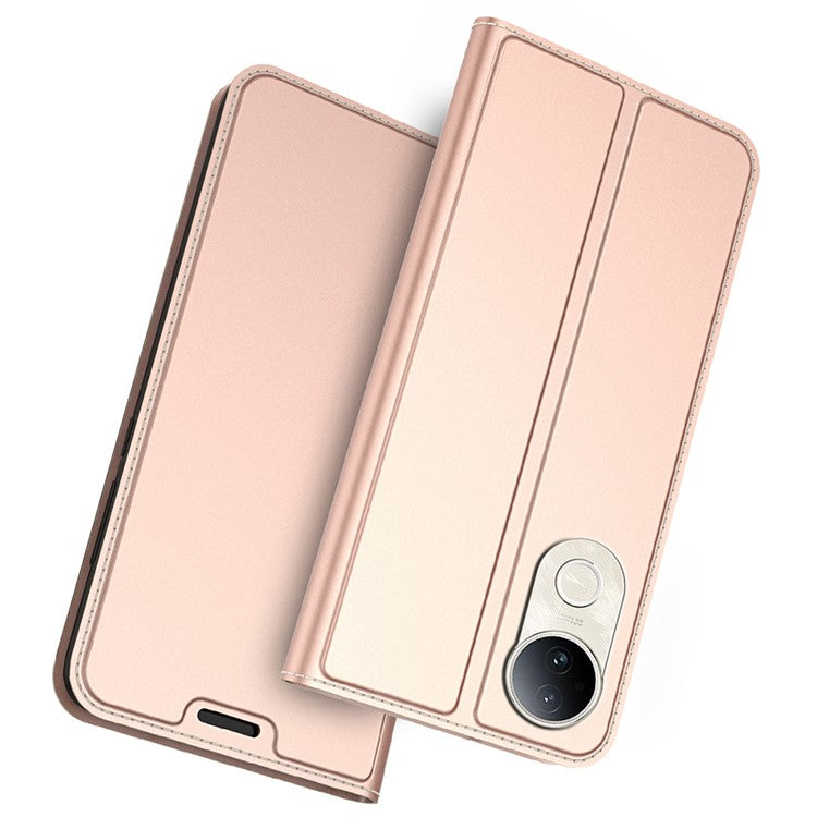 For vivo S20 5G Case PU Leather Phone Cover with Card Holder Stand Magnetic Closure - Rose Gold