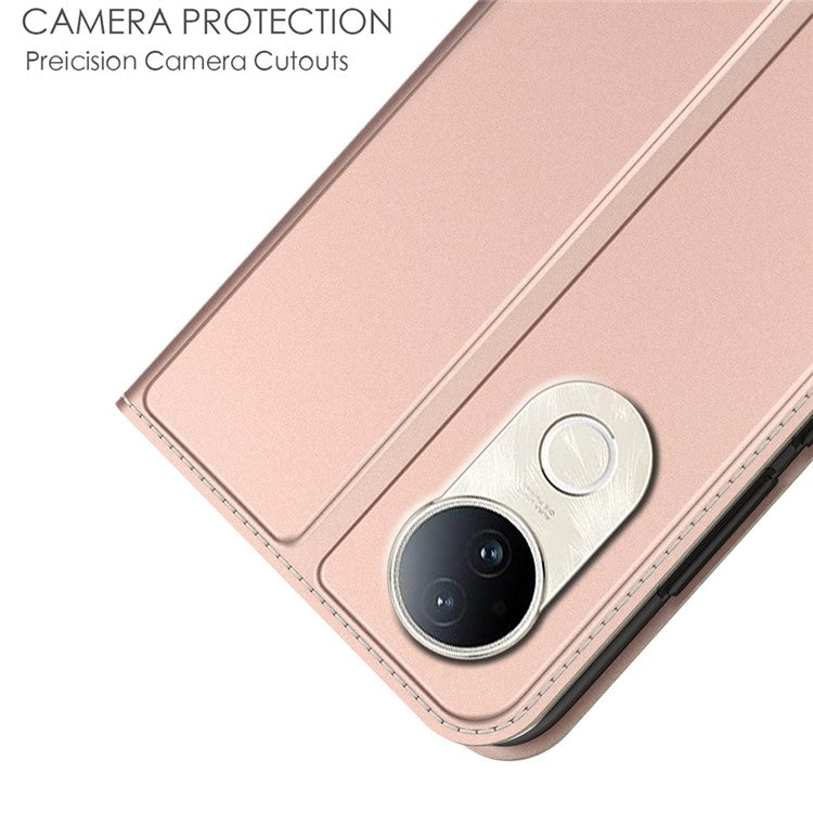 For vivo S20 5G Case PU Leather Phone Cover with Card Holder Stand Magnetic Closure - Rose Gold