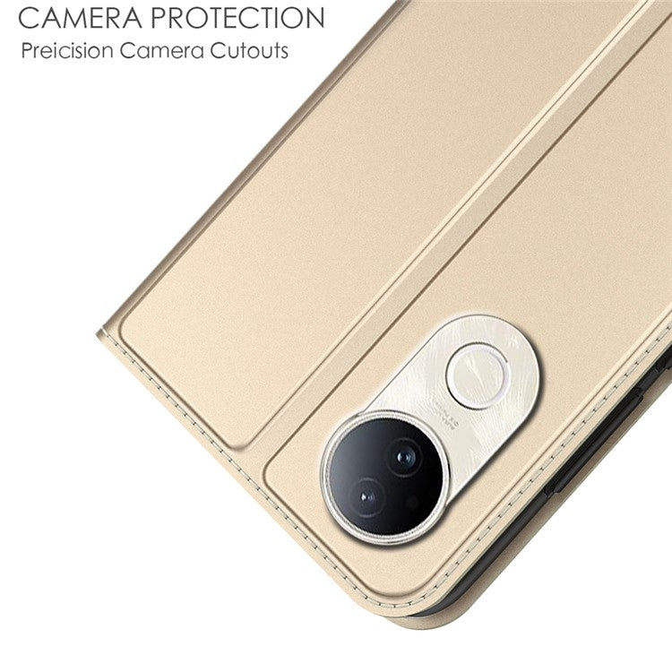 For vivo S20 5G Case PU Leather Phone Cover with Card Holder Stand Magnetic Closure - Gold