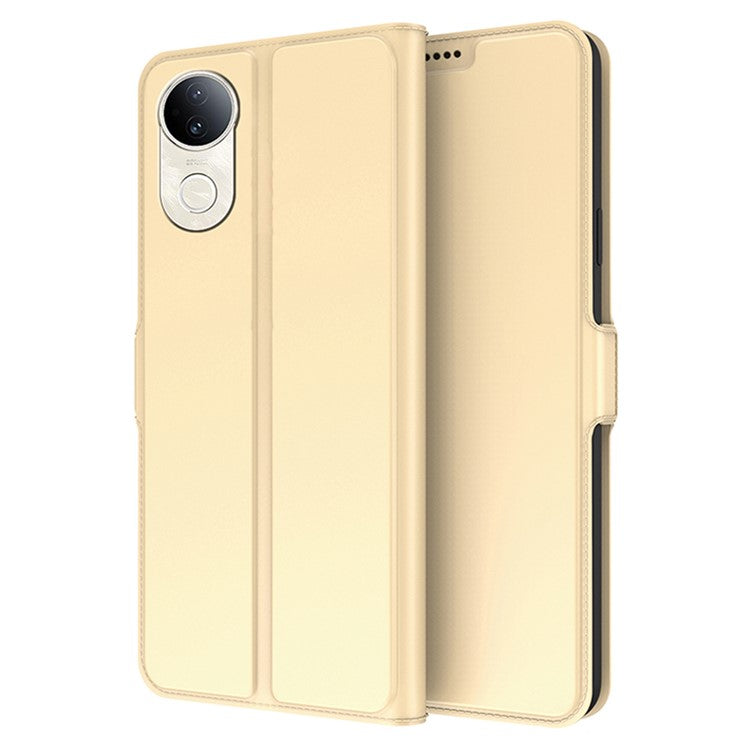 For vivo S20 5G Case Shockproof TPU Inner Shell Leather Phone Cover Card Slot - Gold