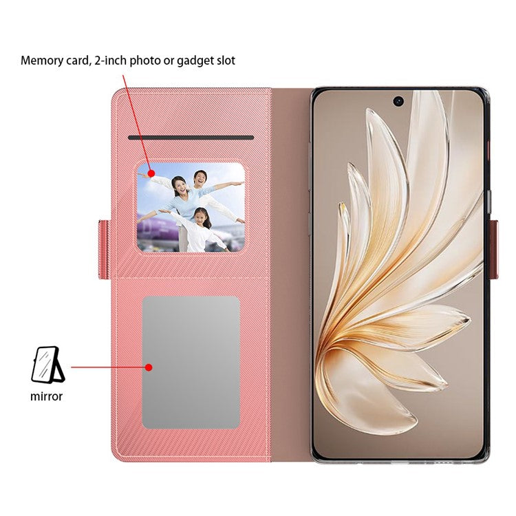 For vivo S20 5G Case Stand PU Leather Phone Cover Card Holder Mirror - Rose Gold