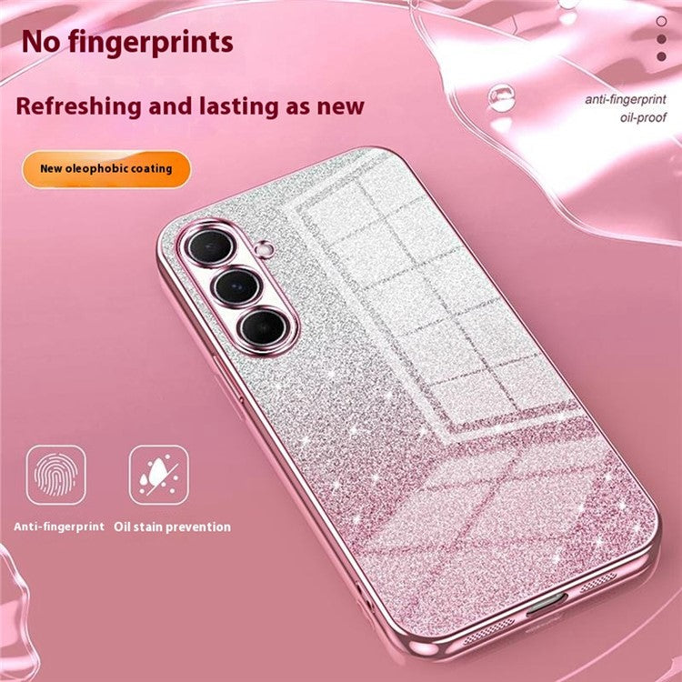 For Samsung Galaxy A56 5G Case Electroplating Gradient Glitter TPU Phone Cover - Black