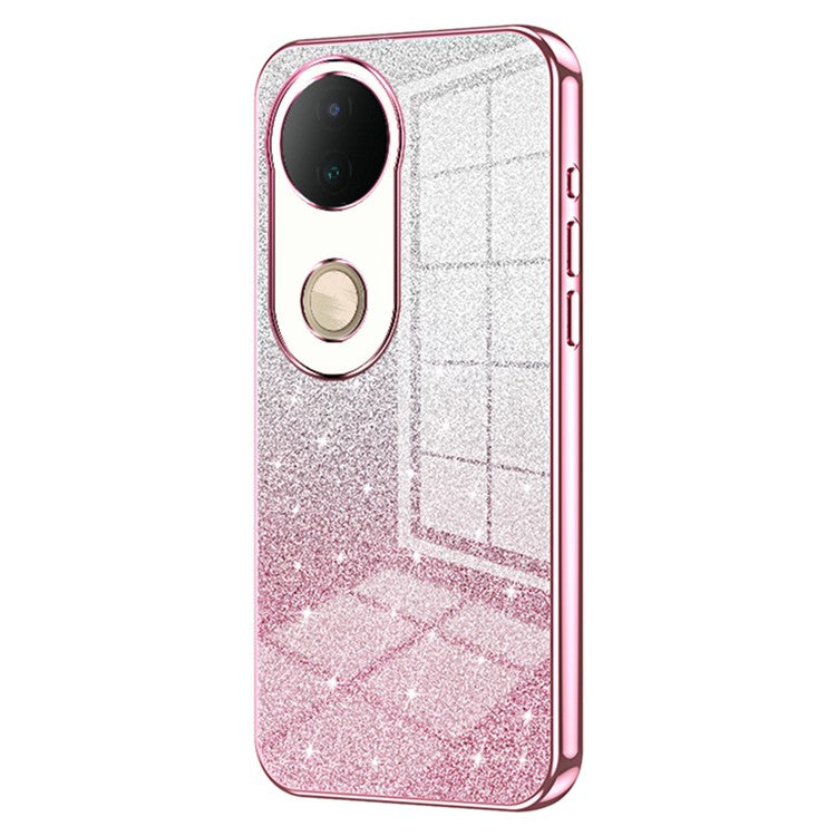 For vivo S20 5G Case Electroplating Gradient Glitter TPU Phone Cover - Pink