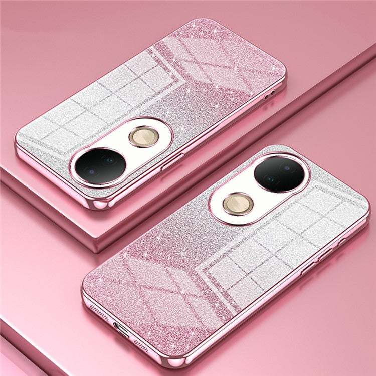 For vivo S20 5G Case Electroplating Gradient Glitter TPU Phone Cover - Pink