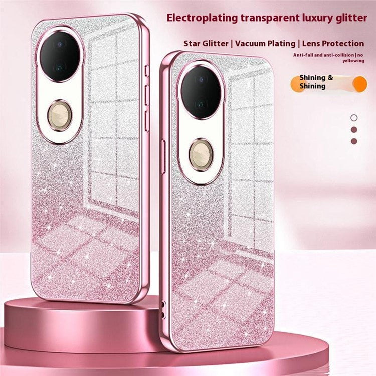 For vivo S20 5G Case Electroplating Gradient Glitter TPU Phone Cover - Pink