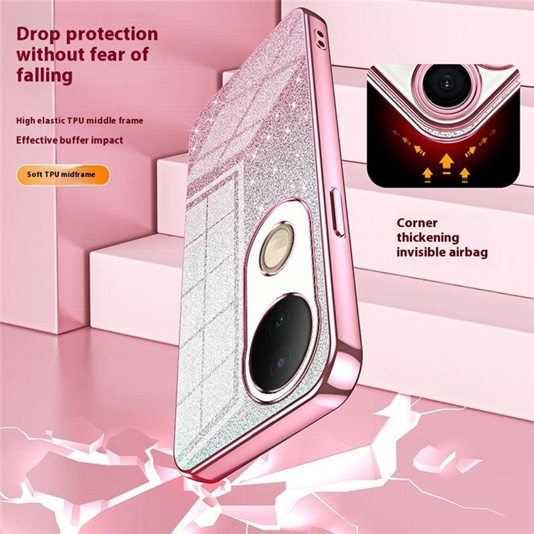 For vivo S20 5G Case Electroplating Gradient Glitter TPU Phone Cover - Pink